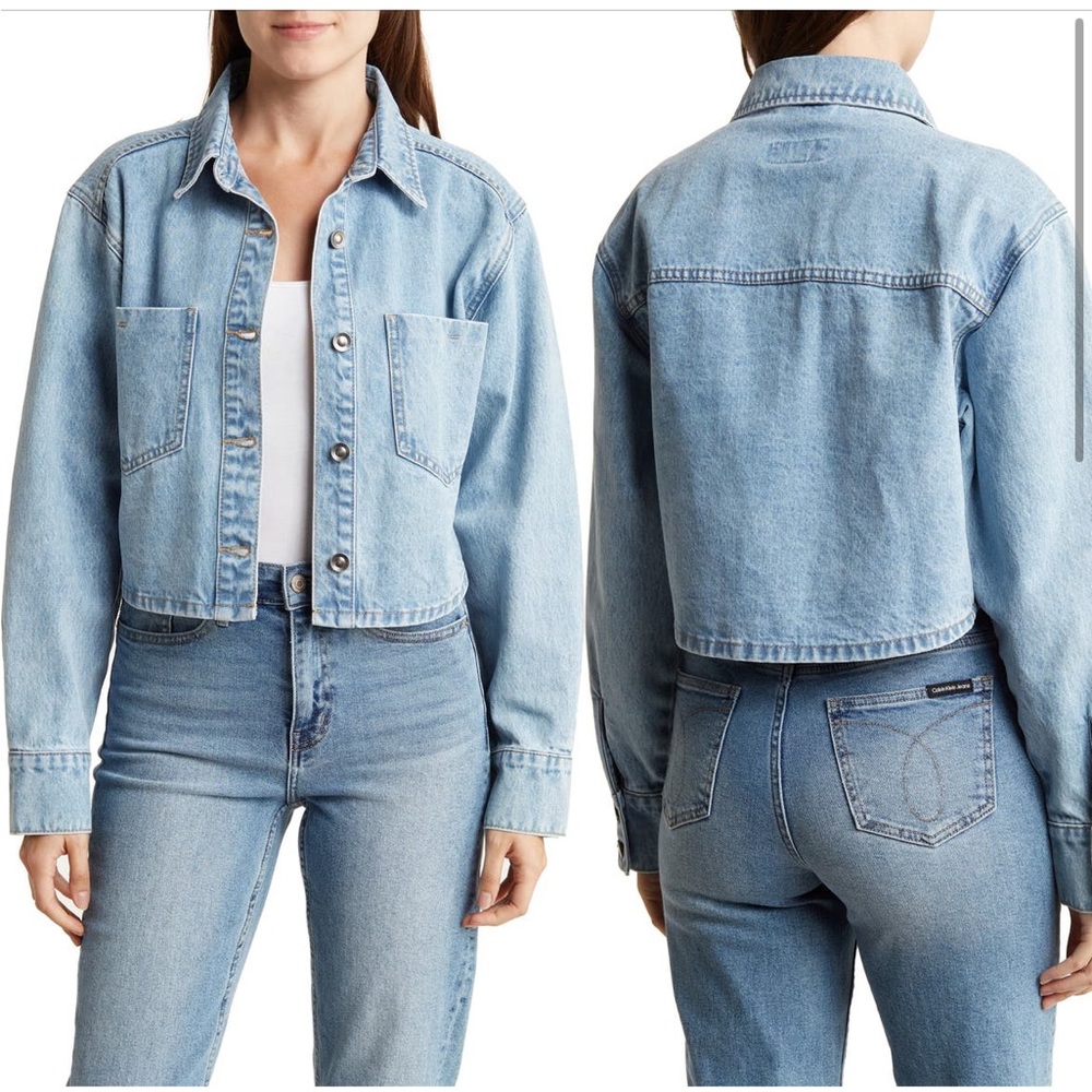 NWT DR2 by Daniel Rainn cropped denim jacket size large